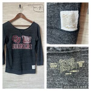 The Original Retro Brand Oklahoma Sooners OU T-Shirt Charcoal Womens XS